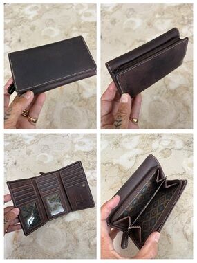 RJB Genuine Leather Compact Bifold Wallet Large Capacity Cards, Bills & Coins
